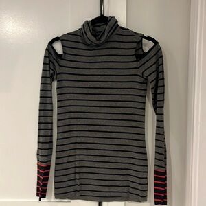 BAILEY/44 Grey and Navy With Red Trim Long Sleeve Turtleneck , Soft Jersey SZ XS